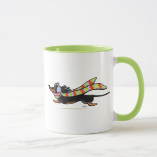 Tasse Hiver bronzage noir de course de froid de teckel