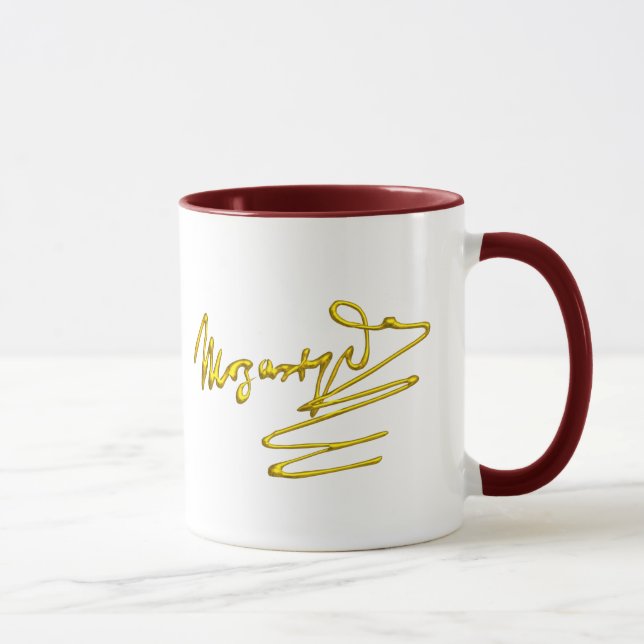TASSE HOMAGE À MOZART / SIGNATURE D'OR 3D DU COMPOSITEUR (Droite)