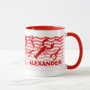 Tasse Homards rouges dans les vagues rouges, amusement