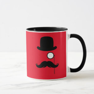 Tasse Homme de moustache sur l'arrière - plan rouge