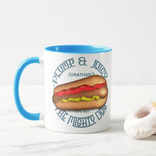 Tasse Hot dog puissant de chien personnalisé (Avec donut)