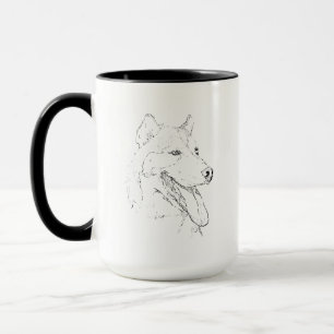 Tasse Husky – Illustration à l'encre de chien dess