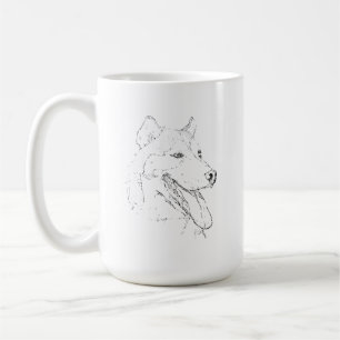 Tasse Husky – Illustration à l'encre de chien dess