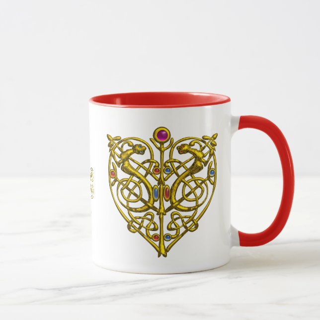 Tasse HYPER VALENTINE, ROBE CELTIQUE OR COEUR Blanc (Droite)