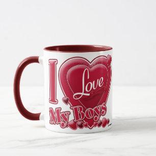 Tasse I Love My Boys rouge - coeur
