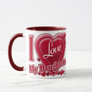 Tasse I Love My Daughters rouge - coeur