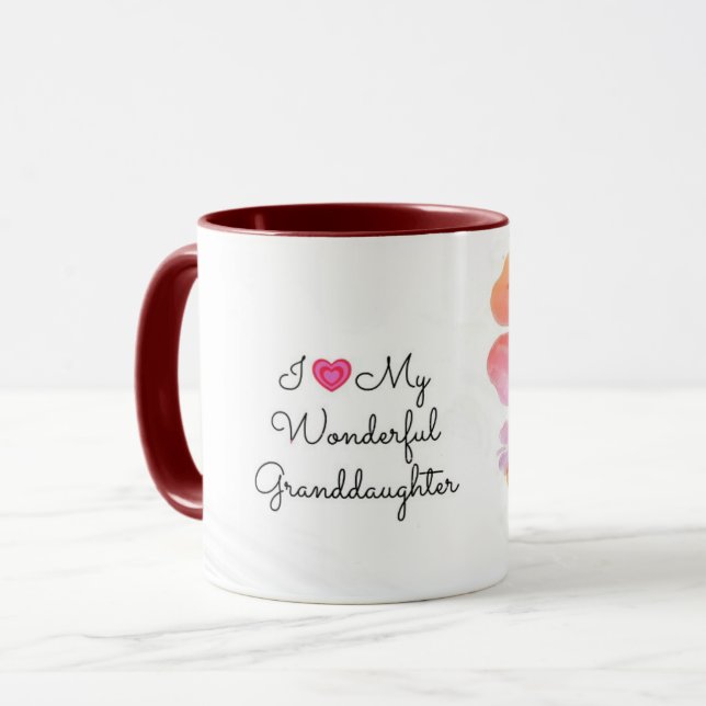 Tasse I Love My Wonderful Grandgirl, design pastel (Devant gauche)