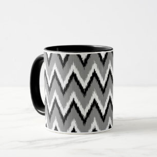 Tasse Ikat Chevron Rayures - Gris, Noir & Blanc