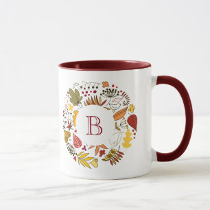 Tasse Illustration circulaire des feuilles de couleur au
