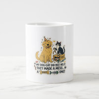 Tasse Illustration de Chien et Chat Drôle et Migno