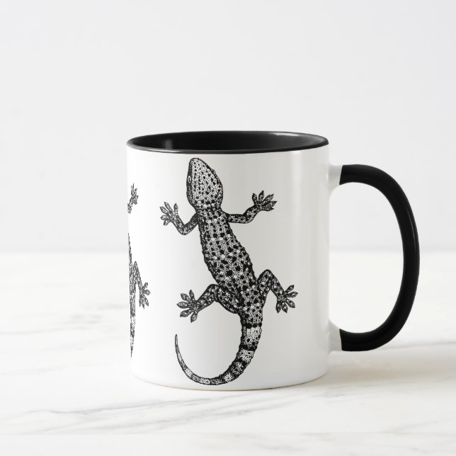 TASSE ILLUSTRATION DE GECKO LIZARD EN NOIR ET BLANC (Droite)