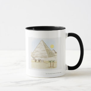 Tasse Illustration des pyramides et des hommes avec des