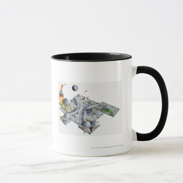 Tasse Illustration d'une base futuriste sur la lune (Droite)
