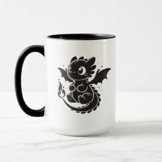 Tasse Illustration Minimaliste Dragon Bébé Noir