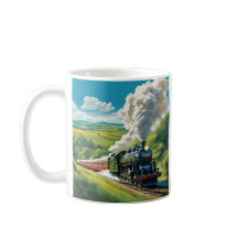 Tasse Illustration Scénique de Train à Vapeur Vint