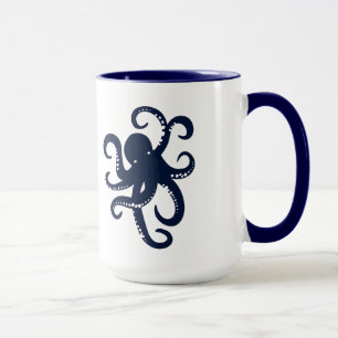 Tasse Illustration simple de la pieuvre bleue