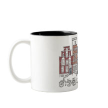 Tasse illustrée d'Amsterdam et de vélos