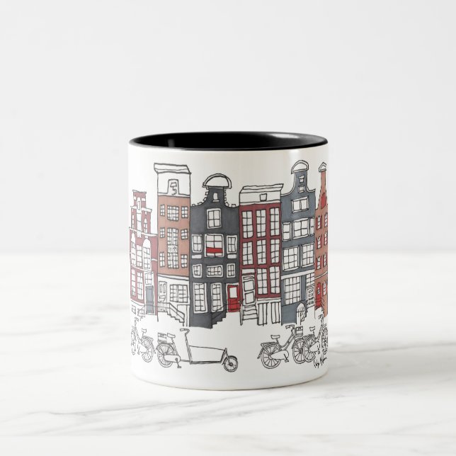 Tasse illustrée d'Amsterdam et de vélos (Centre)