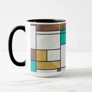 Tasse Impression Brown jaune Turquoise Mondrial