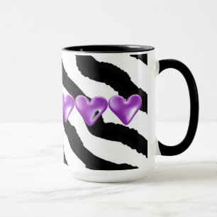 Tasse Impression de fourrure Zebra avec les coeurs