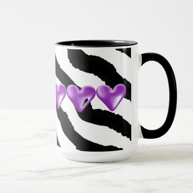 Tasse Impression de fourrure Zebra avec les coeurs (Droite)