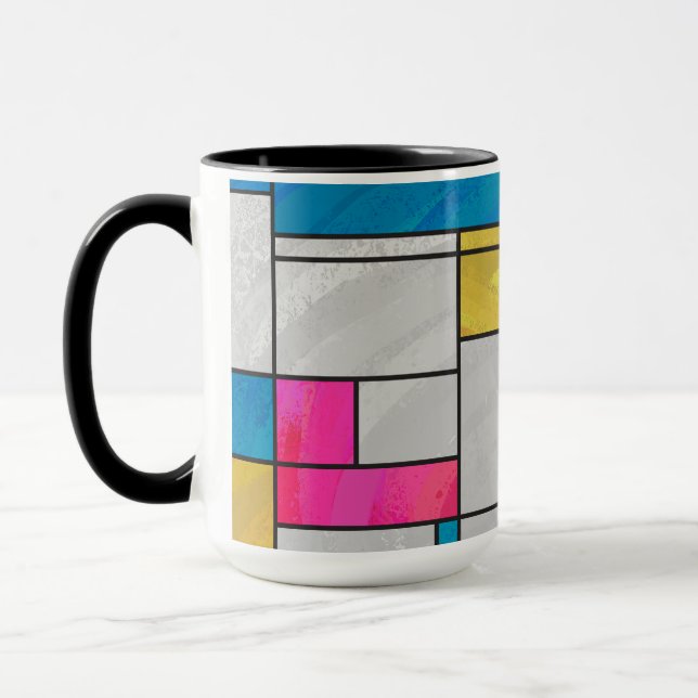Tasse Impression Mondrial jaune rose (Gauche)