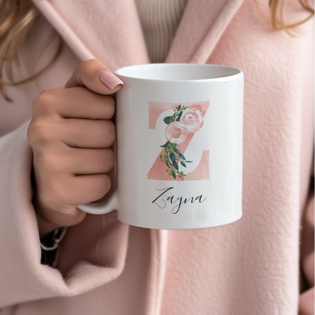Tasse initiale à l'aquarelle florale - Z (Créateur téléchargé)