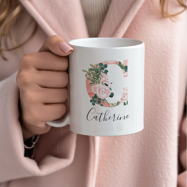 Tasse initiale aquarelle florale - C (Créateur téléchargé)