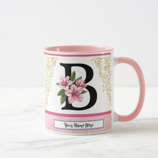 Tasse initiale florale – Monogramme lettre B | Per