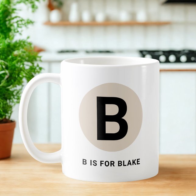 Tasse Initiale Moderne – Design “B est pour [Nom]” (Créateur téléchargé)