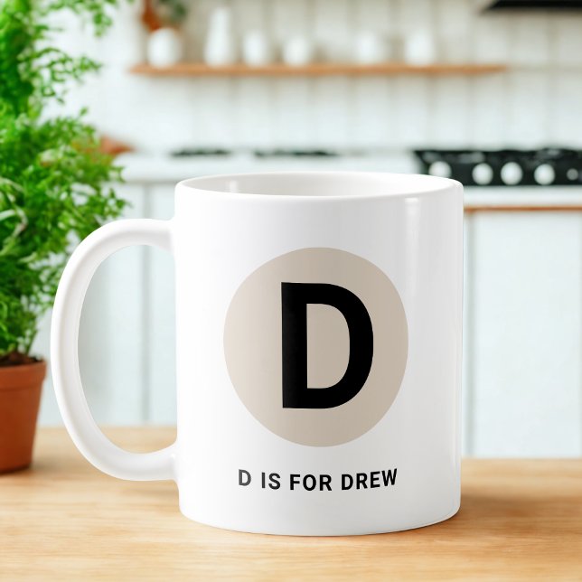 Tasse initiale moderne – Design “D pour [Nom]” (Créateur téléchargé)