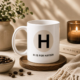 Tasse initiale moderne – Design “H est pour [Nom]”