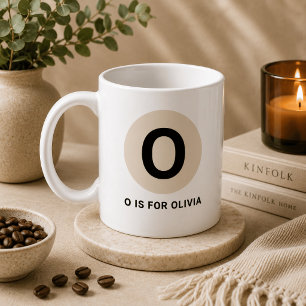 Tasse initiale moderne – Design “O est pour [Nom]”