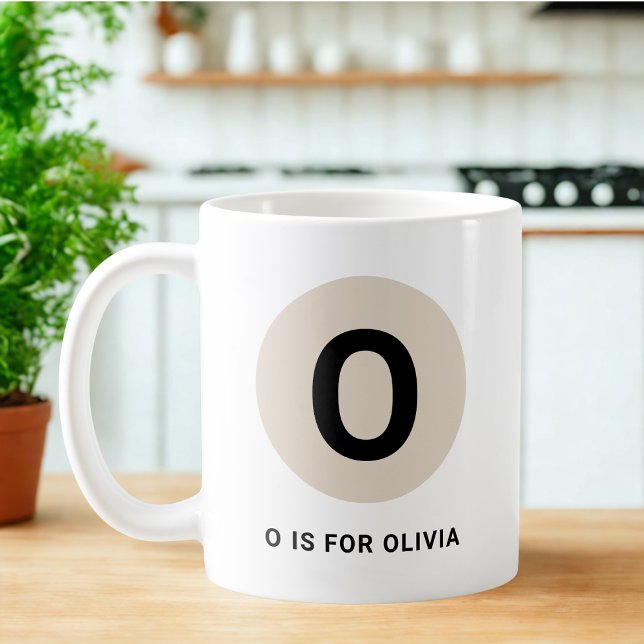 Tasse initiale moderne – Design “O est pour [Nom]” (Créateur téléchargé)