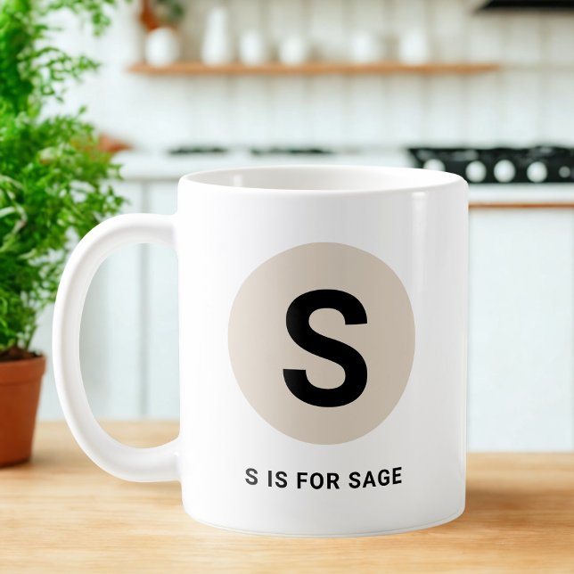 Tasse initiale moderne – Design “S c'est pour [Nom (Créateur téléchargé)