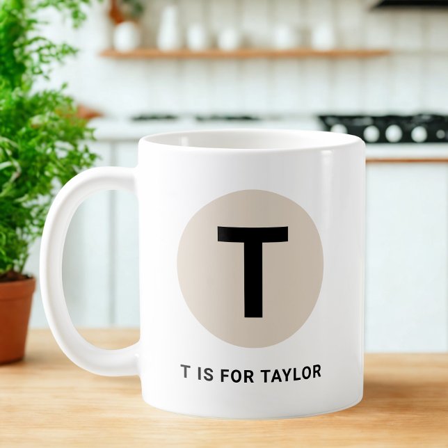 Tasse initiale moderne – Design « T comme [Nom] » (Créateur téléchargé)
