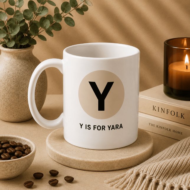 Tasse initiale moderne – Design “Y est pour [Nom]” (Créateur téléchargé)