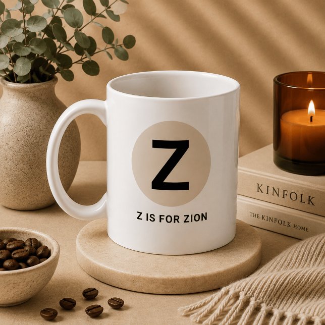 Tasse initiale moderne – Design “Z est pour [Nom]” (Créateur téléchargé)