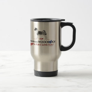 Tasse inoxydable de voyage d'Akita je t'aime