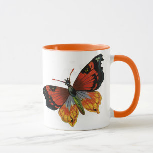 Tasse Insectes ou bugs vintage, beau papillon