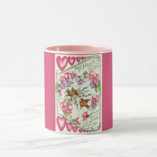 Tasse Inséparables Vintage Saint Valentin rose