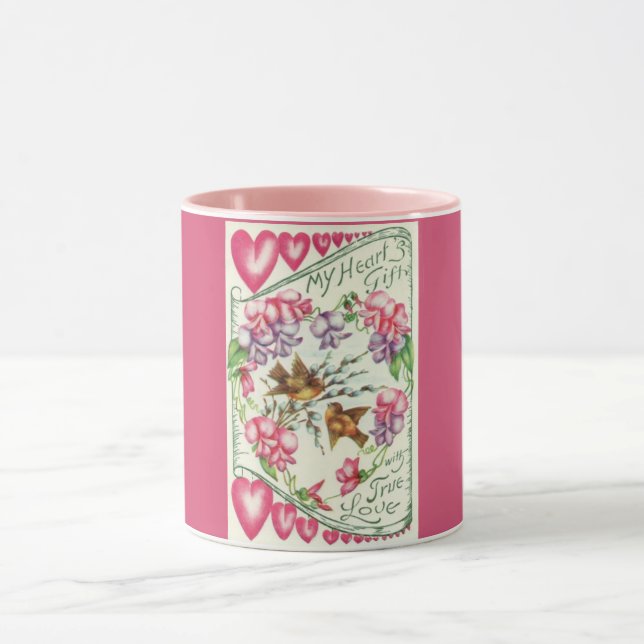 Tasse Inséparables Vintage Saint Valentin rose (Centre)