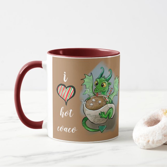 Tasse J'AIME chaud Coco Baby Dragon Noël (Avec donut)