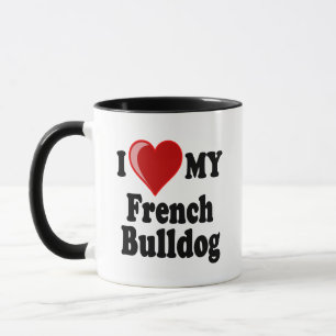 Tasse J'aime (coeur) mon chien de bouledogue français