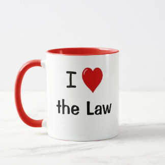 Tasse J'aime le coeur de la loi I la citation d'avocat