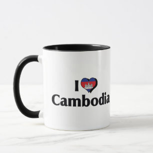 Tasse J'aime le drapeau cambodgien