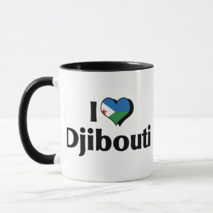 Tasse J'aime le drapeau djiboutien