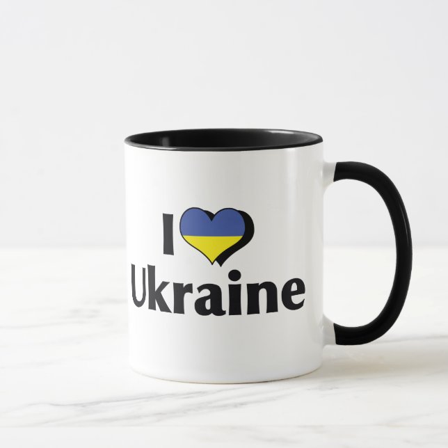 Tasse J'Aime Le Drapeau Ukrainien (Droite)