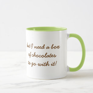 Tasse J'aime le thé vert mais j'ai besoin de chocolat !