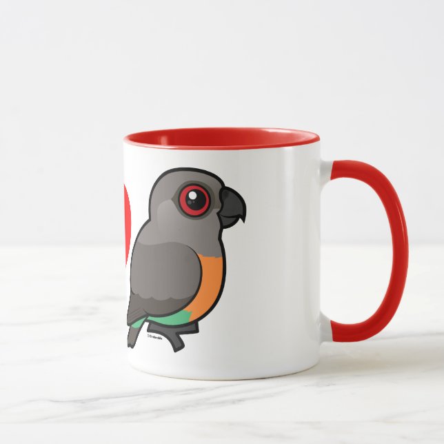 Tasse J'aime les perroquets Rouge-gonflés (Droite)